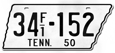 1950 Antique Tennessee License Plate Vintage REPLICA TN Auto Tag