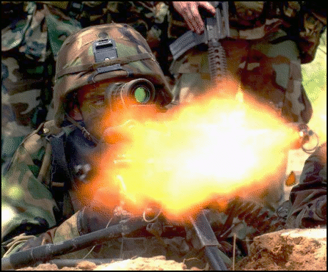 Army Soldier firing gun